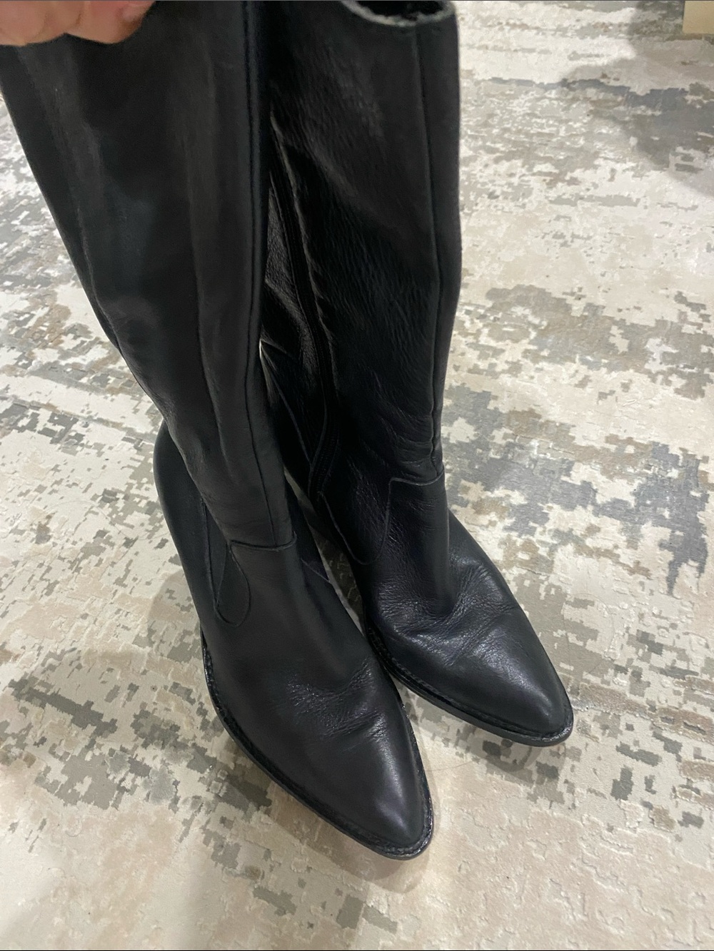 Sole Society Black Leather Pointed Toe Cowboy Styled Boots